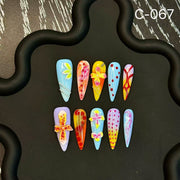 365nails: "Fantasia Tropical" – Unhas Stiletto Artesanais com Flores 3D e Poás