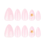Short almond 3D three-dimensional fresh flower press-on nails