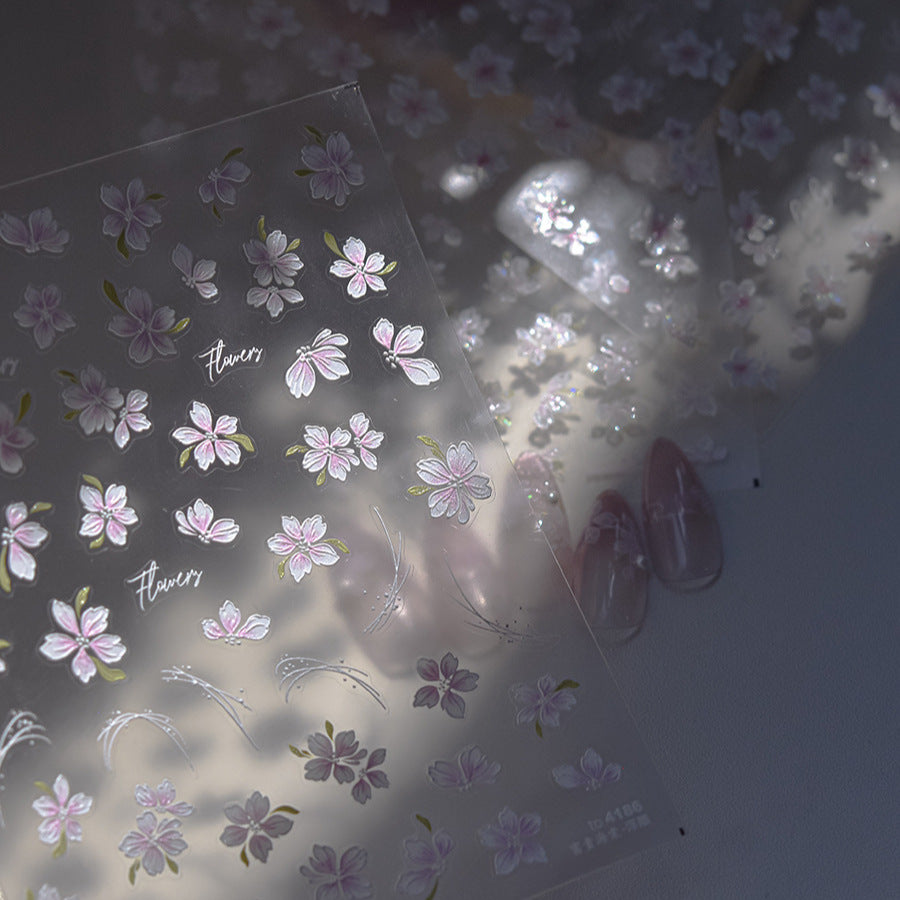 365nails: "fleur de jasmin blanc holographique" – Autocollants pour ongles