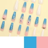 Peça longa de manicure de balé Branco pérola Azul lantejoulas graduais Diamante brilhante Branco outono e inverno ｜365nails