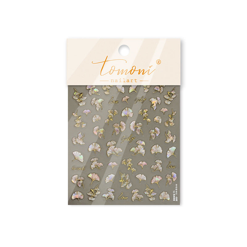 Ginkgo Leaf Collection: "Aurora Ginkgo" – 3D Metallic Nail Sticker