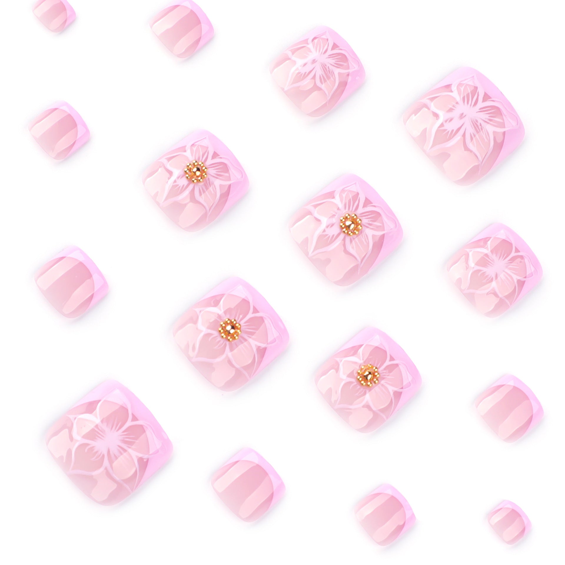 經典法式足部甲片 3D花卉 夏日可拆卸可穿戴 批發款｜365nails