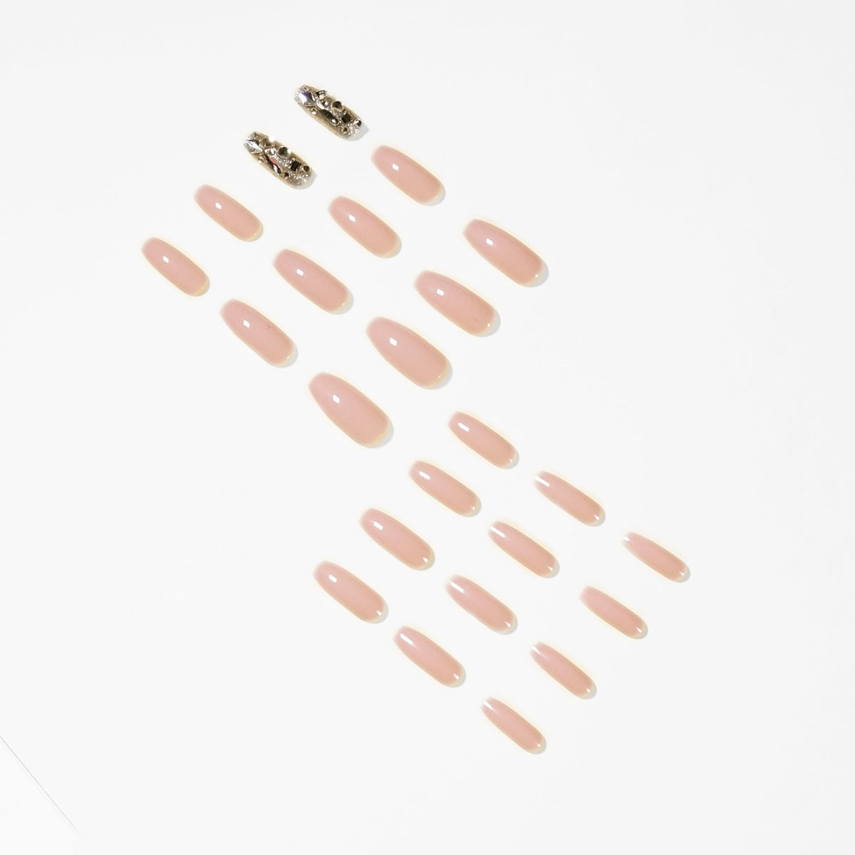 Nude full diamond  pink   nail patch finished product press on nails  direct supply｜365nails
