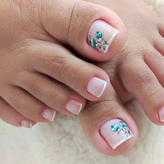 Unhas postiças francesas simples, elegantes e frescas para o verão, novas flores, use armadura, doce menina, vento, unhas postiças, armadura｜365nails