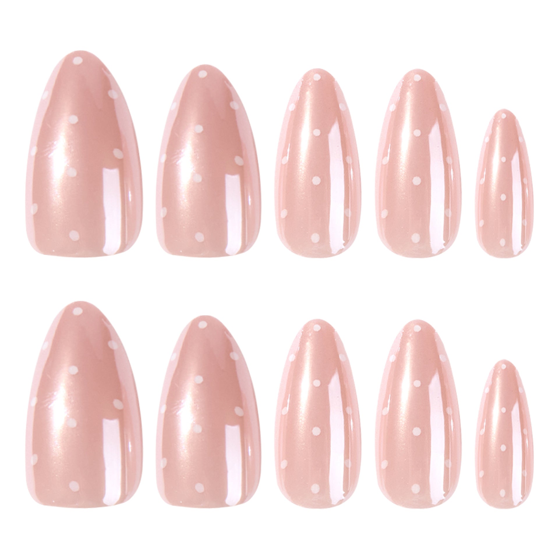365nails: "Pink Polka Dot Almond" – Natural Press-on Nails