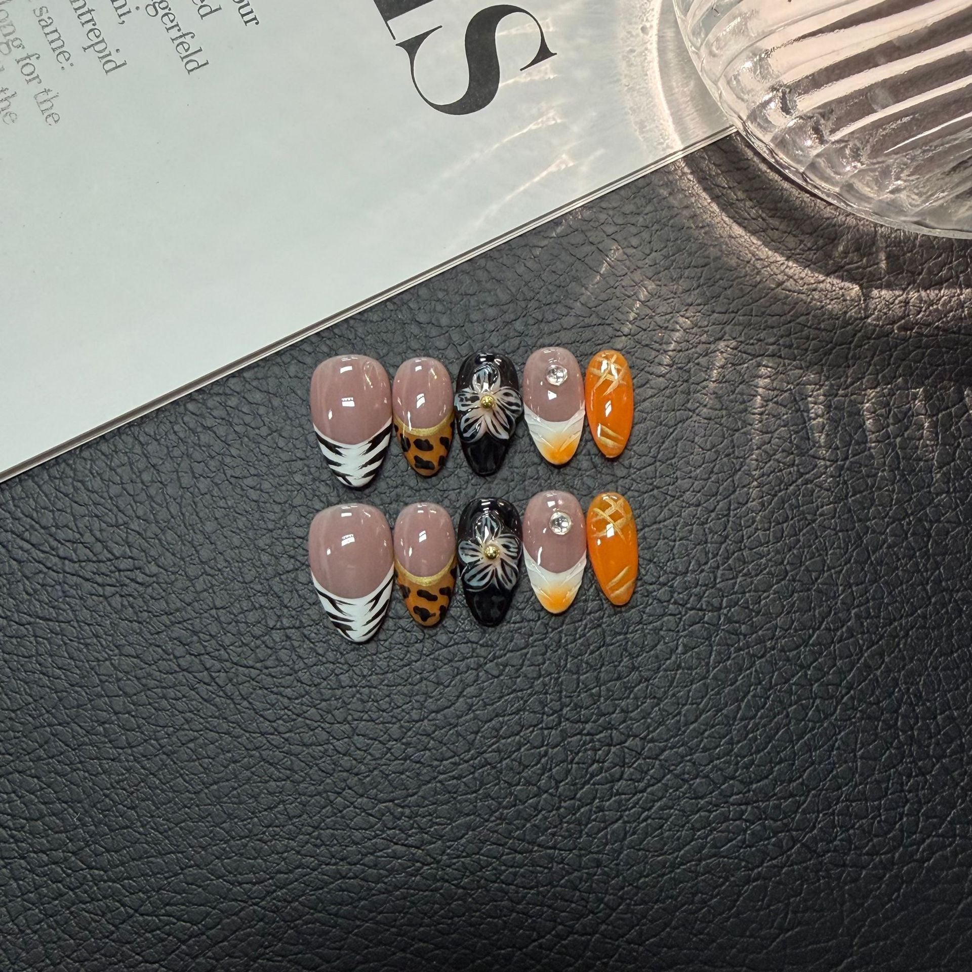 365nails: "Caramel Spots" – 3D Leopard Handmade Almond Nails