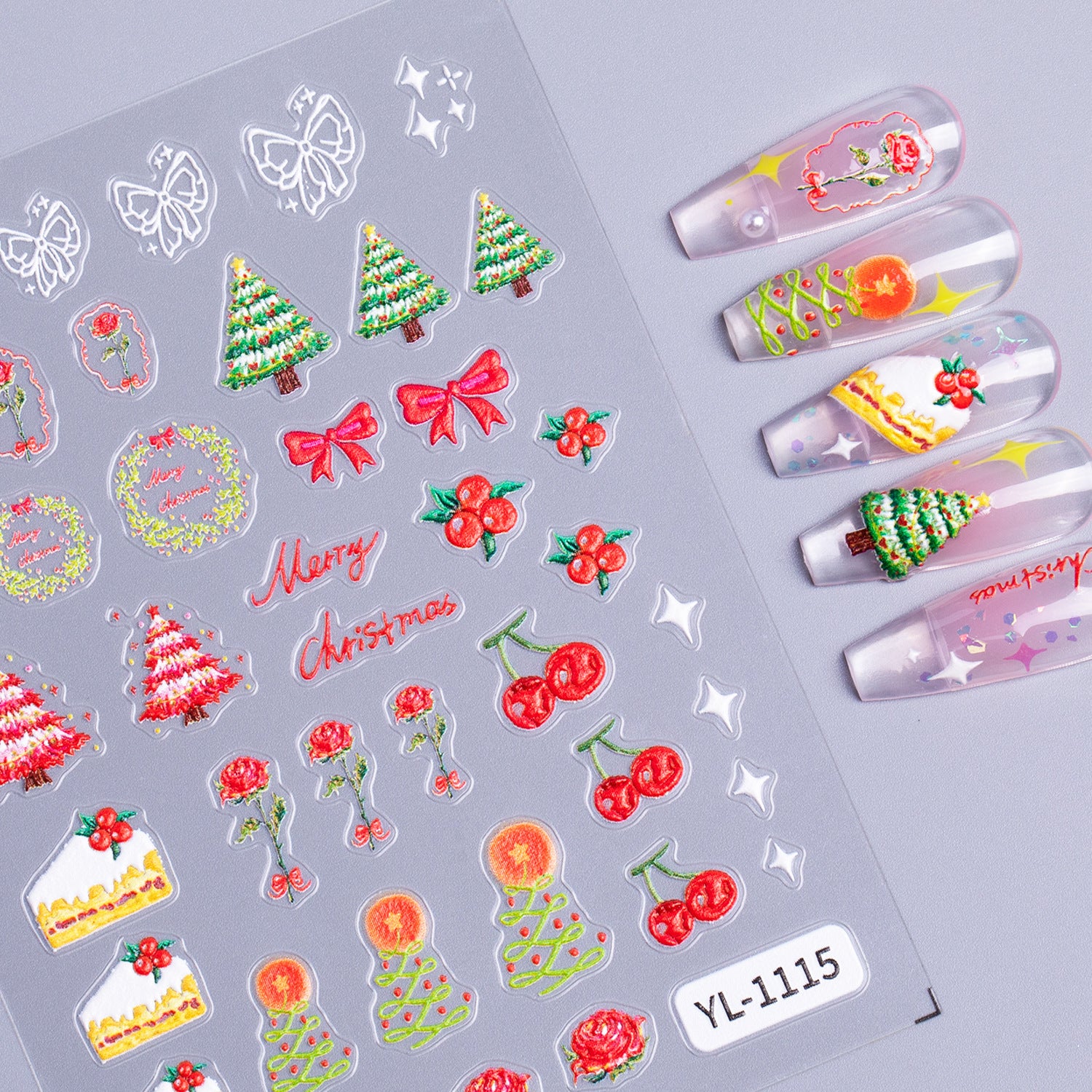 Christmas series nail art sticker 5D relief three-dimensional cute snowman DIY Christmas nail sticker jewelry YL
