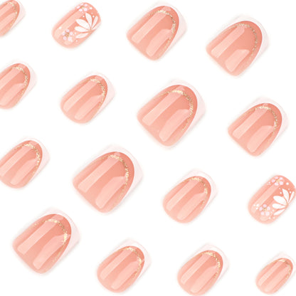 Simple and fresh French white short square press-on nails