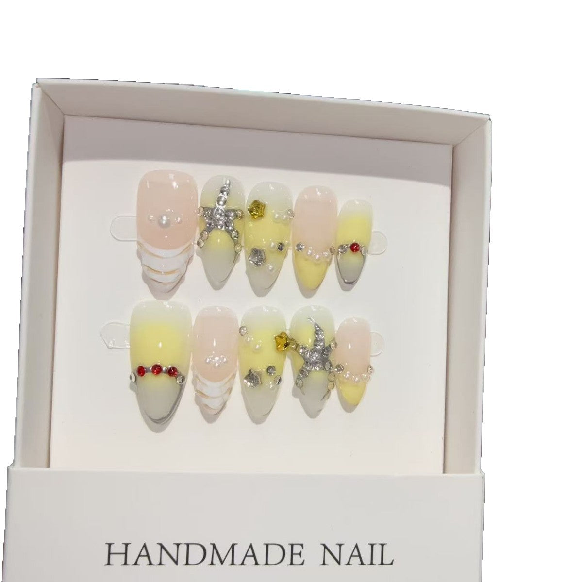 365nails: "황금 이슬" – 3D 크리스탈 수제 스틸레토형 네일