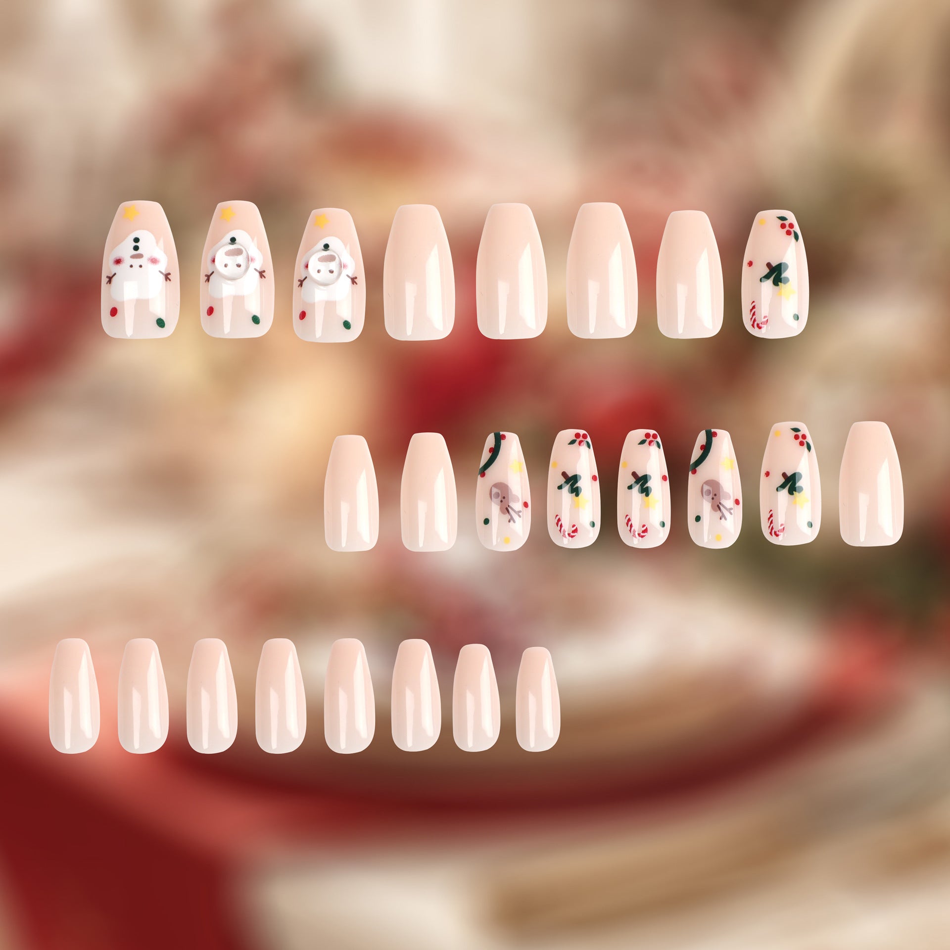 廠家批發 聖誕短款芭蕾形穿戴甲 可拆卸成品 批發｜365nails
