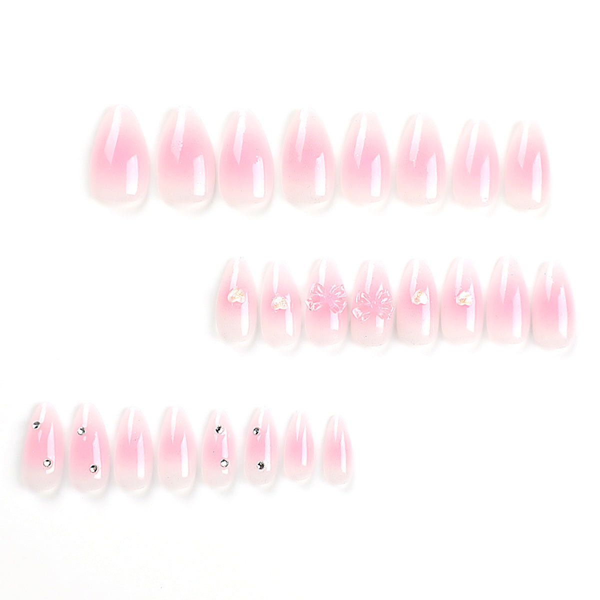 粉色蝴蝶結穿戴甲 愛心甲貼 可穿戴甲片 批發｜365nails