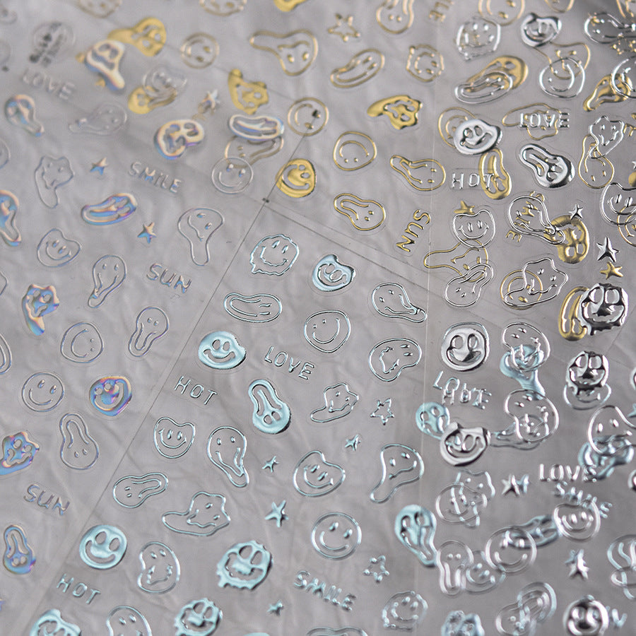 365nails: "Laser Silver Abstract" – Nail Art Stickers