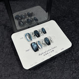 Nw spar cat y prss-on nails short finishd    styl pur Handmad Prss-on Nails wholsal｜365nails