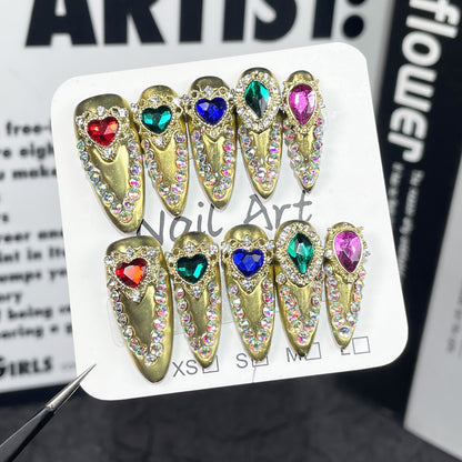 Explosive Spice Girl Long Nail Patch  Light Luxury Style Handmade Press-on Nails Wearable Nail Patch Wholesale｜365nails