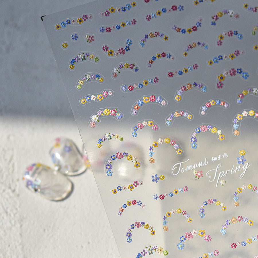 Spring Flower Frame Collection: "Japanese Holographic Flower Frame" – 3D Embossed Nail Sticker
