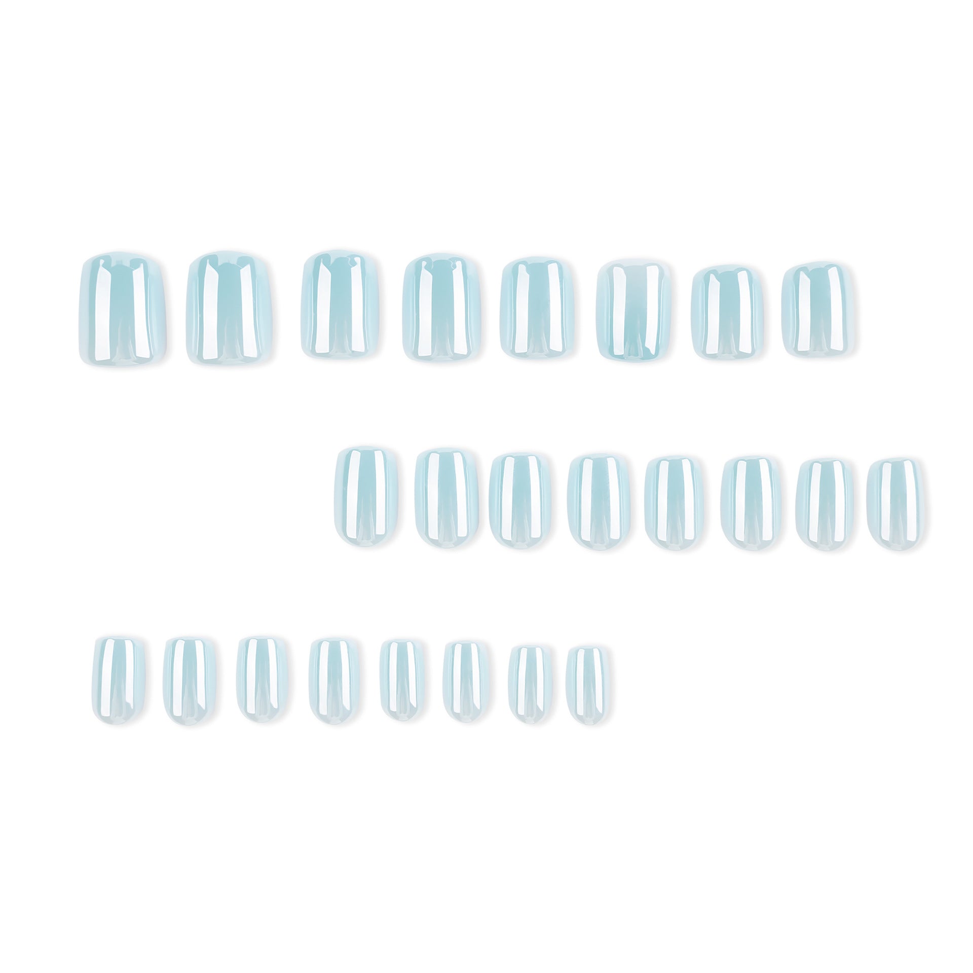 365nails: "Soft Sky Blue Short Square" – Glossy Solid Press-on Nails