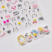 Cute Black Cat & Cherry: "Paw-sitive Sweet Day" – 5D Embossed Nail Sticker
