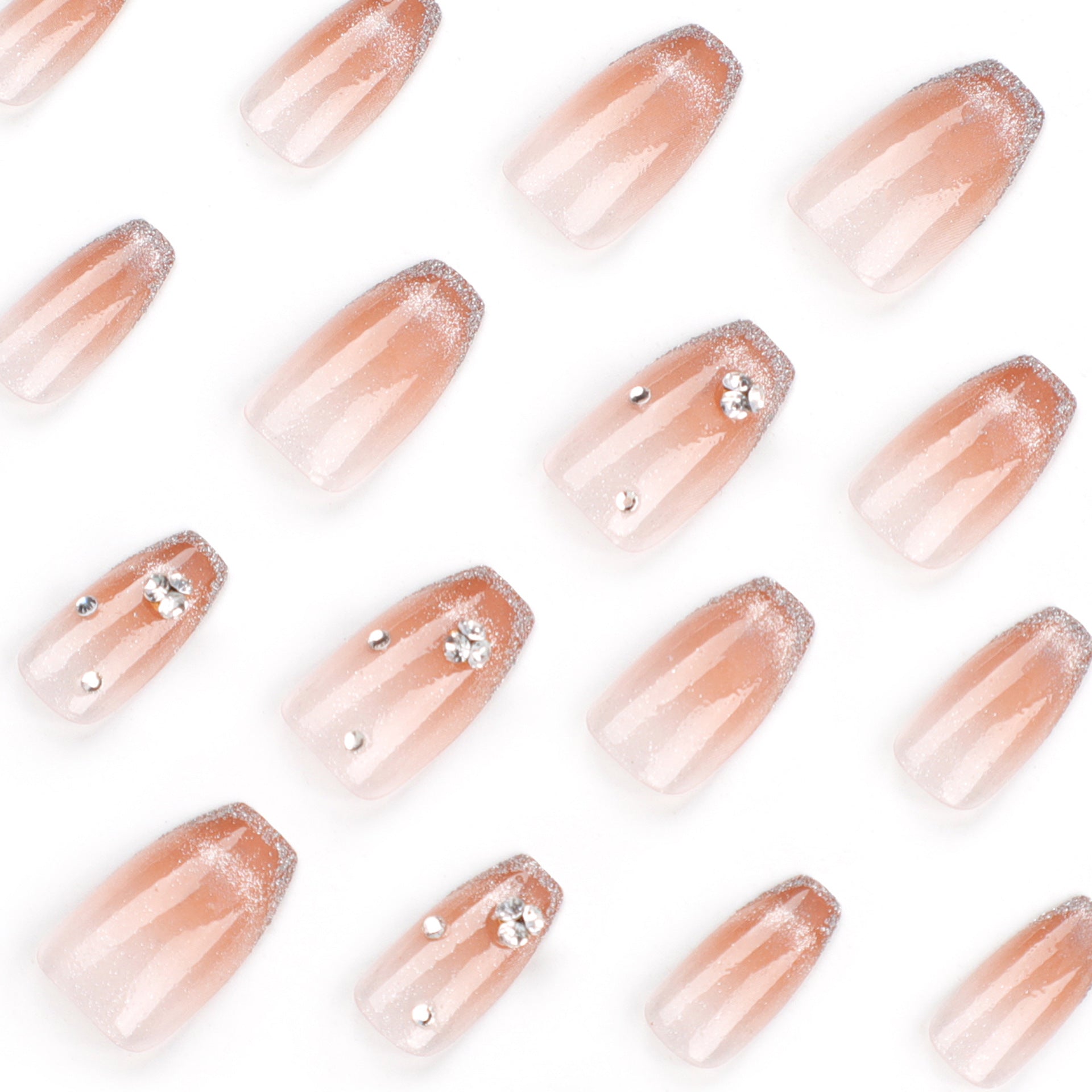 French flash diamond manicure gradual change whitening press on nails nail patch simple detachable repeated nail patch wholesale｜365nails