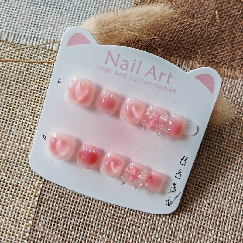 365nails: "peach jelly blush" – short round handmade kids press-on nails