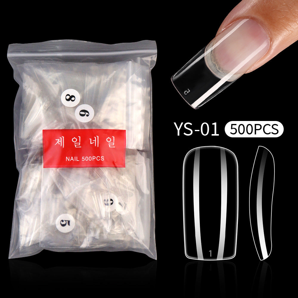 Nail Tips Transparent nail piece Semi-sticker Shallow sticker 500 pieces French long nail art trapezoidal square light and thin press on nails  nail piece