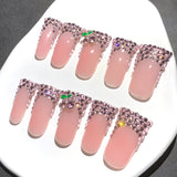 Pink Crystal Frame Elegant Press On Nails