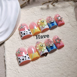 Colorful Pink Nails with Smiley Flower and Star Charms