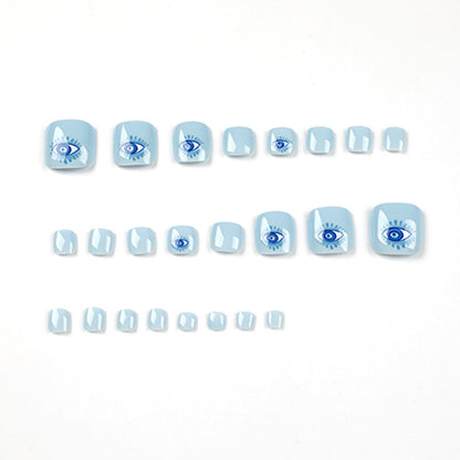 Press on nails blue foot nails cool eye manicure foot nails patch finished product wholesale removable fake nails｜365nails