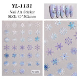 Winter Christmas Snowflake Nail Art Sticker 5D Embossed Three-dimensional White Hollow Snowflake Nail Sticker Ornament YL