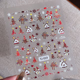 Christmas colorful hut nail art sticker 5D relief three-dimensional Christmas atmosphere nail sticker jewelry TJ model