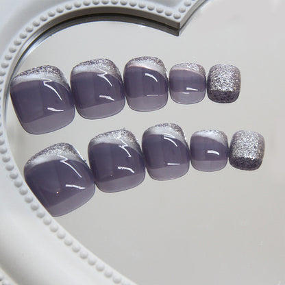 Cat eye Fine Flash  press-on nails Fine Flash Removable Toe Press-on toenails   24 pieces｜365nails