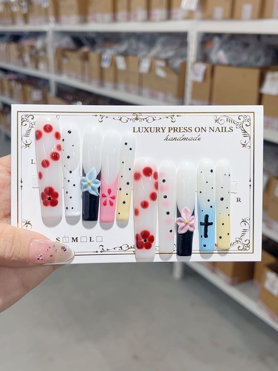 Hand Painted Floral Gradient Luxury Press On Nails