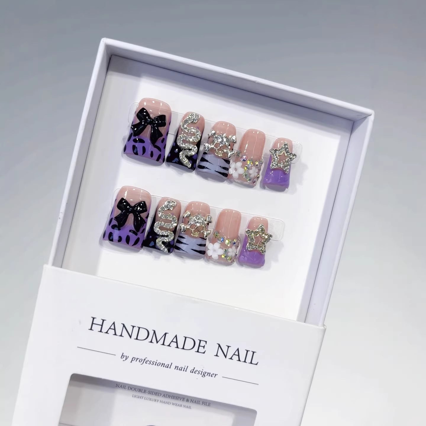 Dark Wild: "Purple Serpent" – Short Square Edgy Press-On Nails