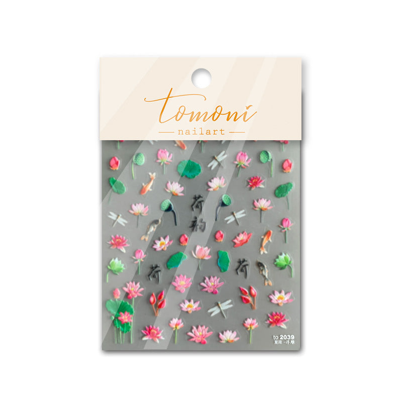 Watercolor Lotus Pond – Chinese Style Floral Nail Art Set