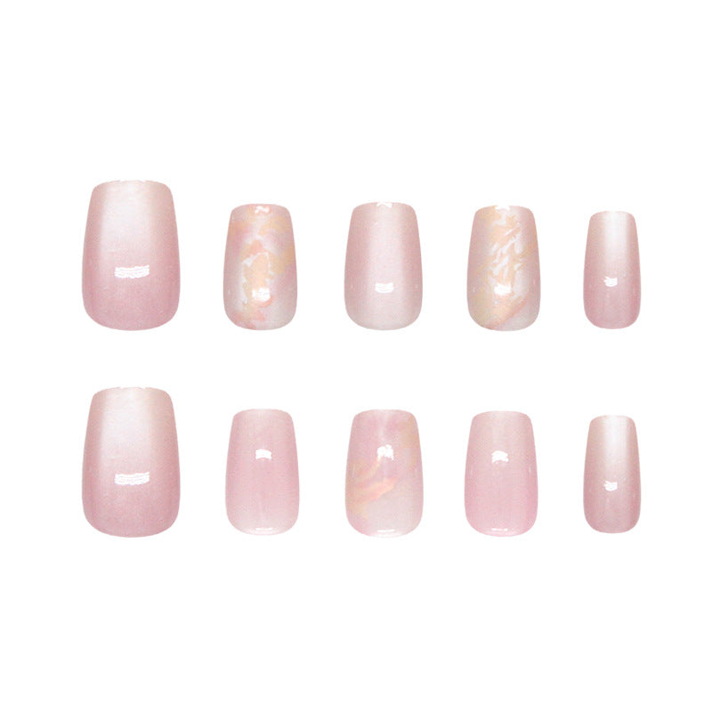 Nail Tips  prefabricated nail powder white gradual change irregular gold simple white cat eye nail piece removable 30 pieces｜365nails