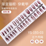 Nail Tips Gradual change cat eye press on nails, wearable fake nail removable sub-code bar prefabricated cat eye press on nails piece