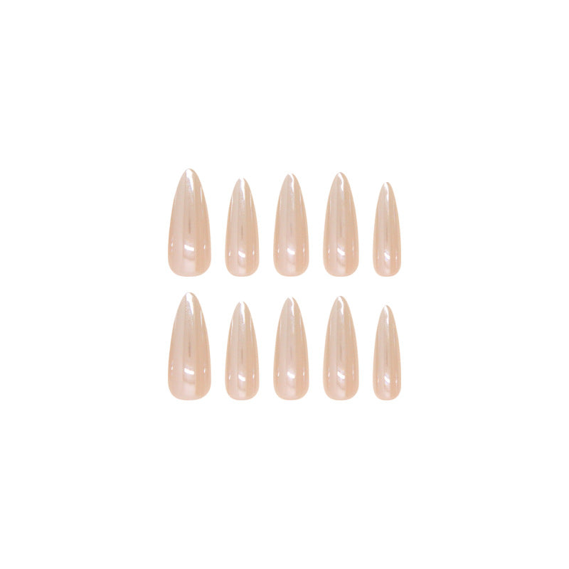 Nail Tips  prefabricated nail press on nails flesh-colored mirror removable nail tracking cat eye long nail patch ｜365nails