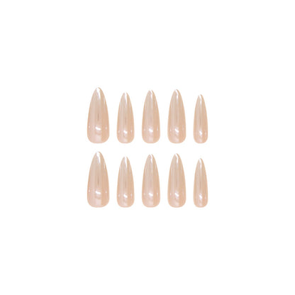Nail Tips  prefabricated nail press on nails flesh-colored mirror removable nail tracking cat eye long nail patch ｜365nails
