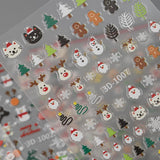 Christmas Series Nail Art Sticker Flat Belt Adhesive Christmas Snowman Elk Nail Sticker Ornament 3D