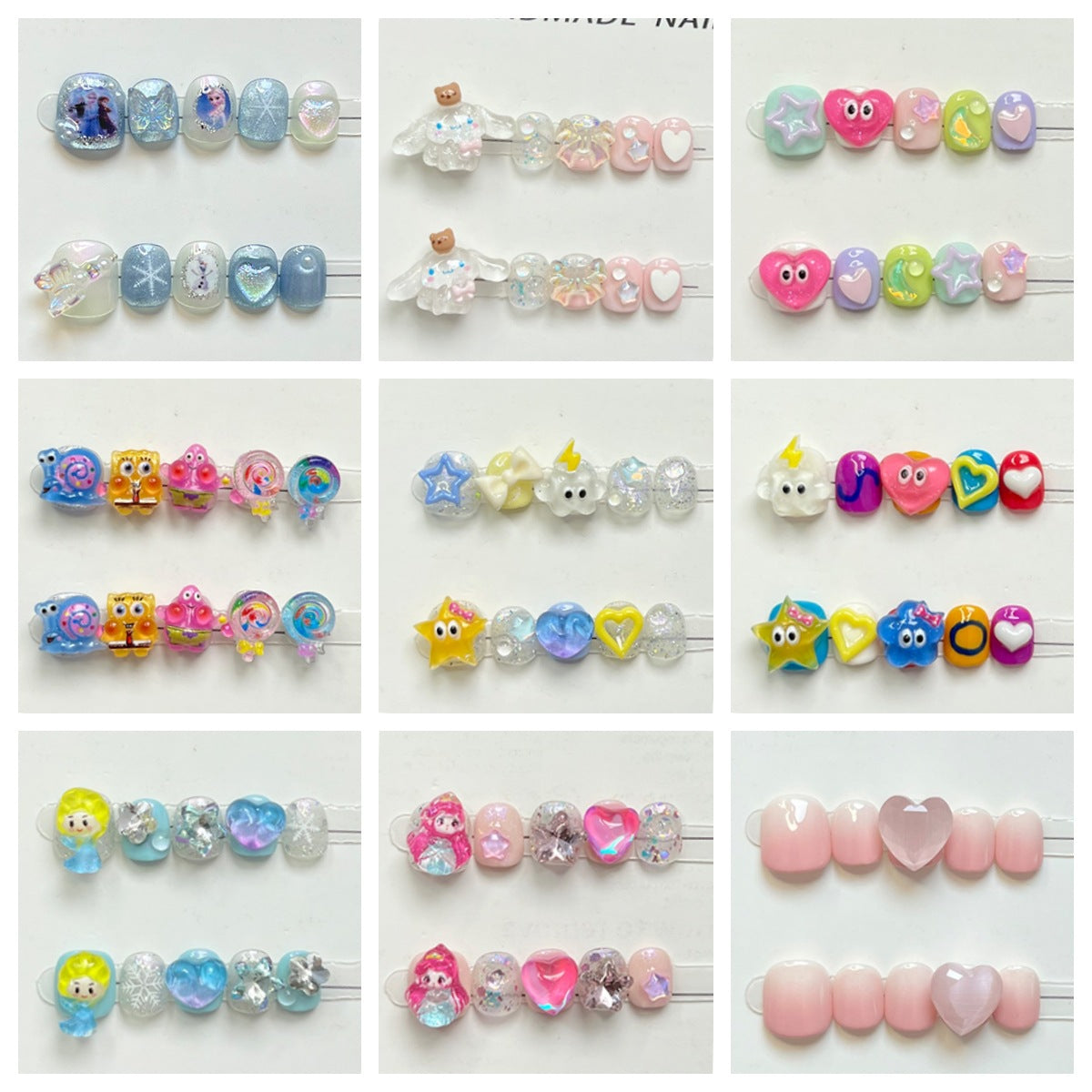 Sweet Cartoon Candy Kids Press On Nails Assorted Set