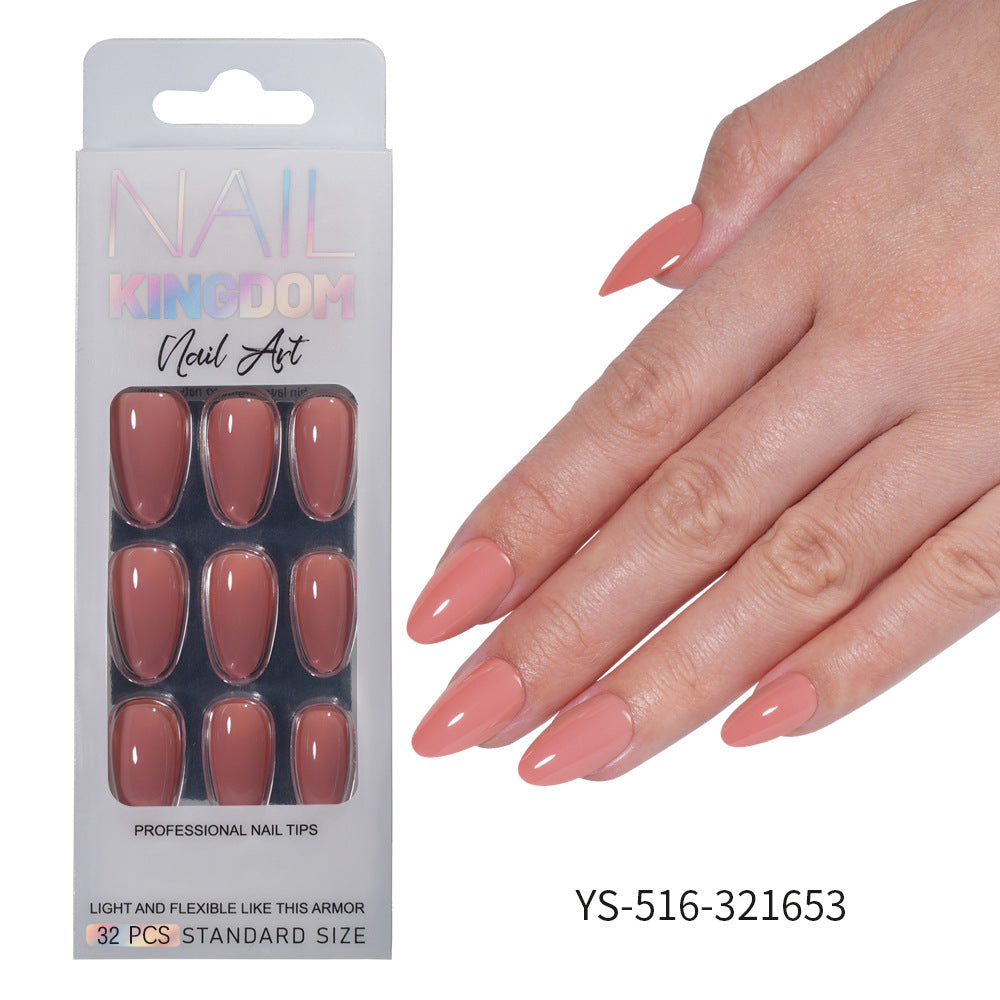 Press on nails Advanced Aurora Fine Flash Almond Short Nail Film Removable Fake Nail Prefabricated Solid Color  Nail Art Wholesale