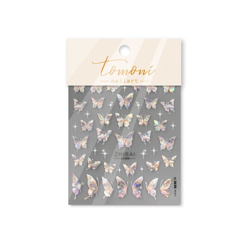 Holographic Star Butterfly: "Luminous Crystal Flutter" – 5D Embossed Nail Sticker