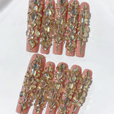 Luxury Blush Crystal Press On Nails