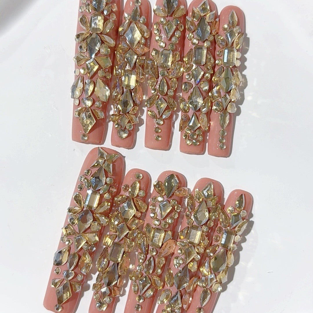 Luxury Blush Crystal Press On Nails