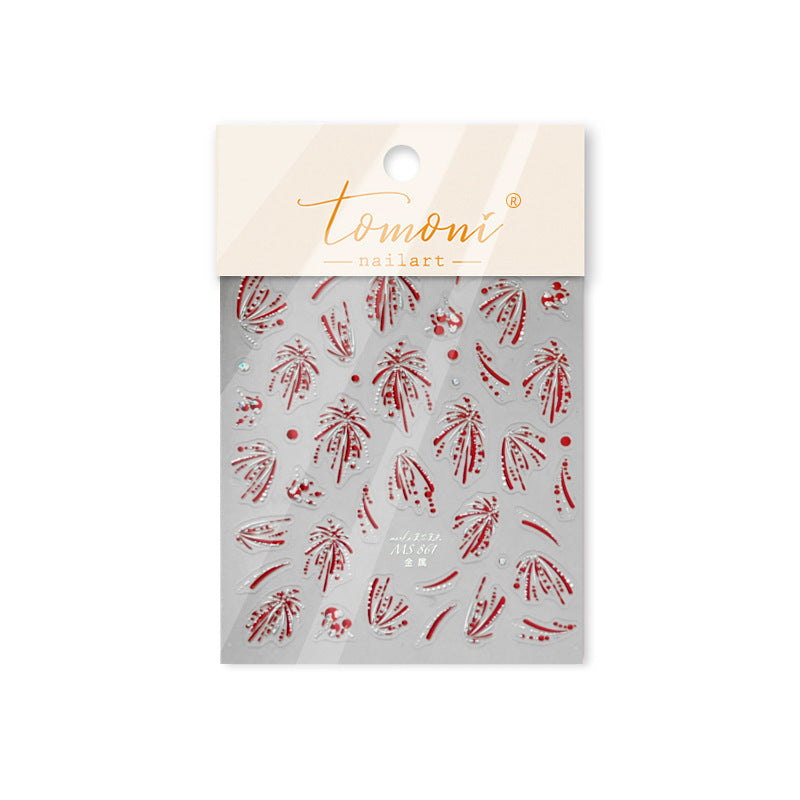 365nails: "red firework metal foil embossed set" – Nail Art Stickers