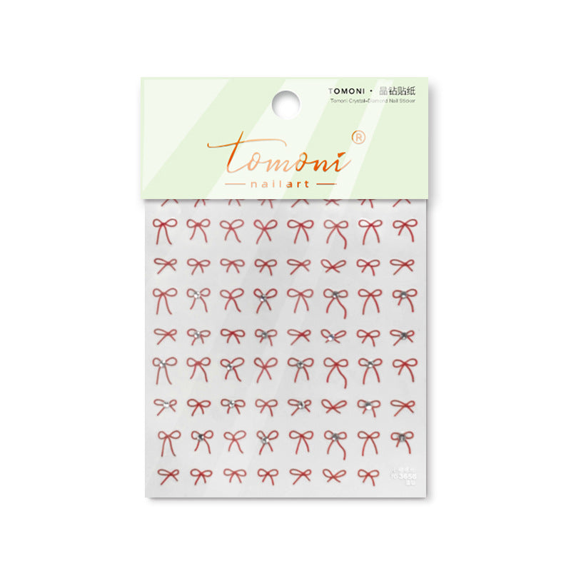 Crystal-Diamond Mini Bow: "Sleek Silver Bow Outline" – 5D Crystal-Diamond Nail Sticker