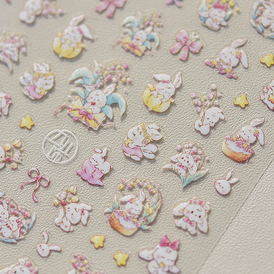 365nails: "Cute Floral Bunny" – nail art stickers