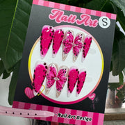 365nails：「粉色幻想」—3D 立體蝴蝶手工製尖形穿戴甲
