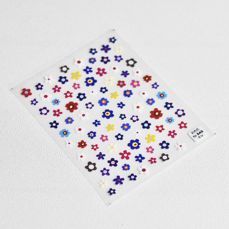 Colorful Daisy Nail Stickers – 5D Embossed Small Floral Set