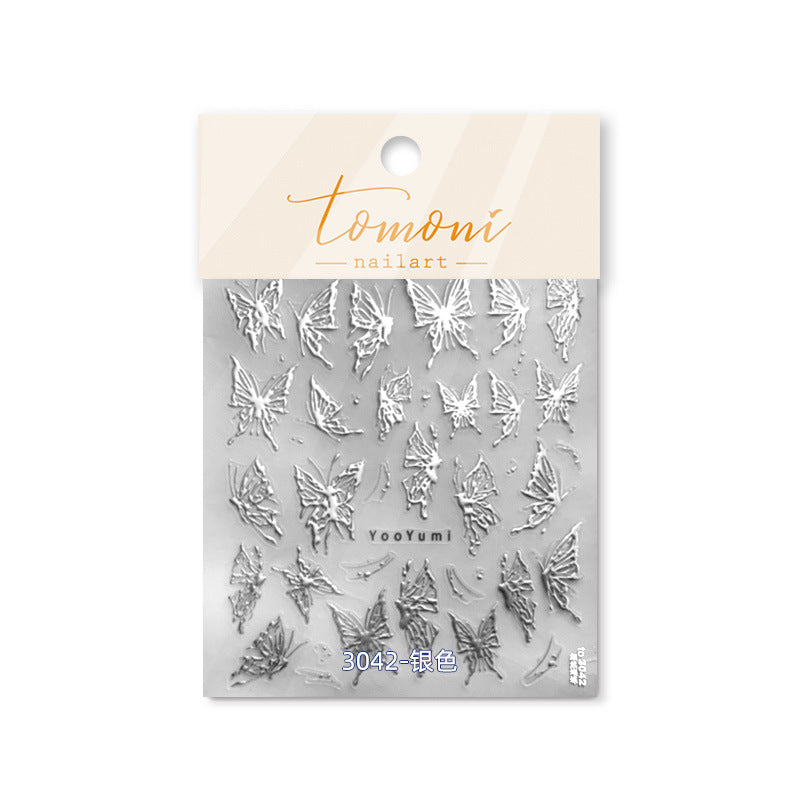 365nails 全息銀色蝴蝶 美甲貼紙