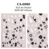 Cute Christmas Snowman Nail Art Sticker 5D Embossed Three-dimensional Santa Claus Elk Nail Sticker Ornament CA
